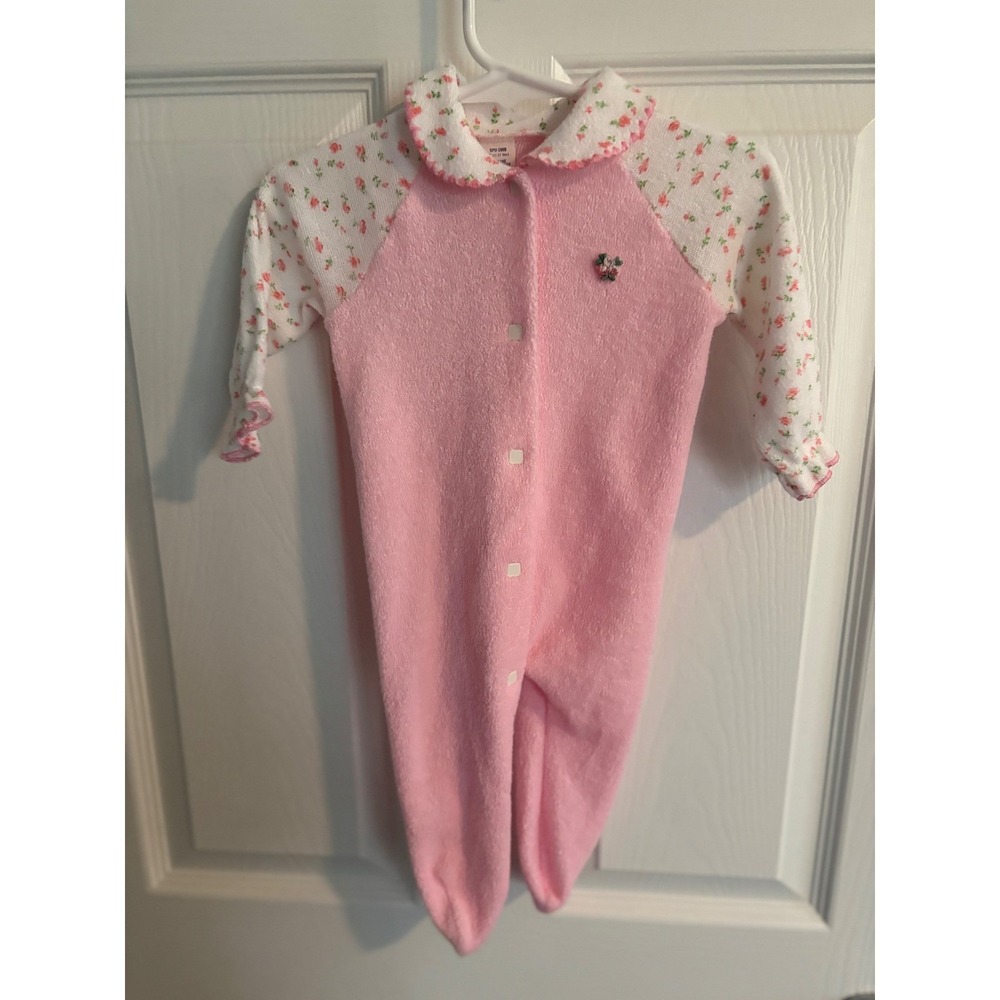 Gerber Baby Girls Pink Floral Long Sleeve Footie Pajamas‎ Sleepers Size M 17 lbs
